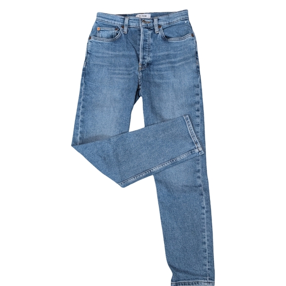 RE/DONE 90s High Rise Ankle Crop Jeans Size 26 Bright Faded Blue Vintage Style - Picture 5 of 11